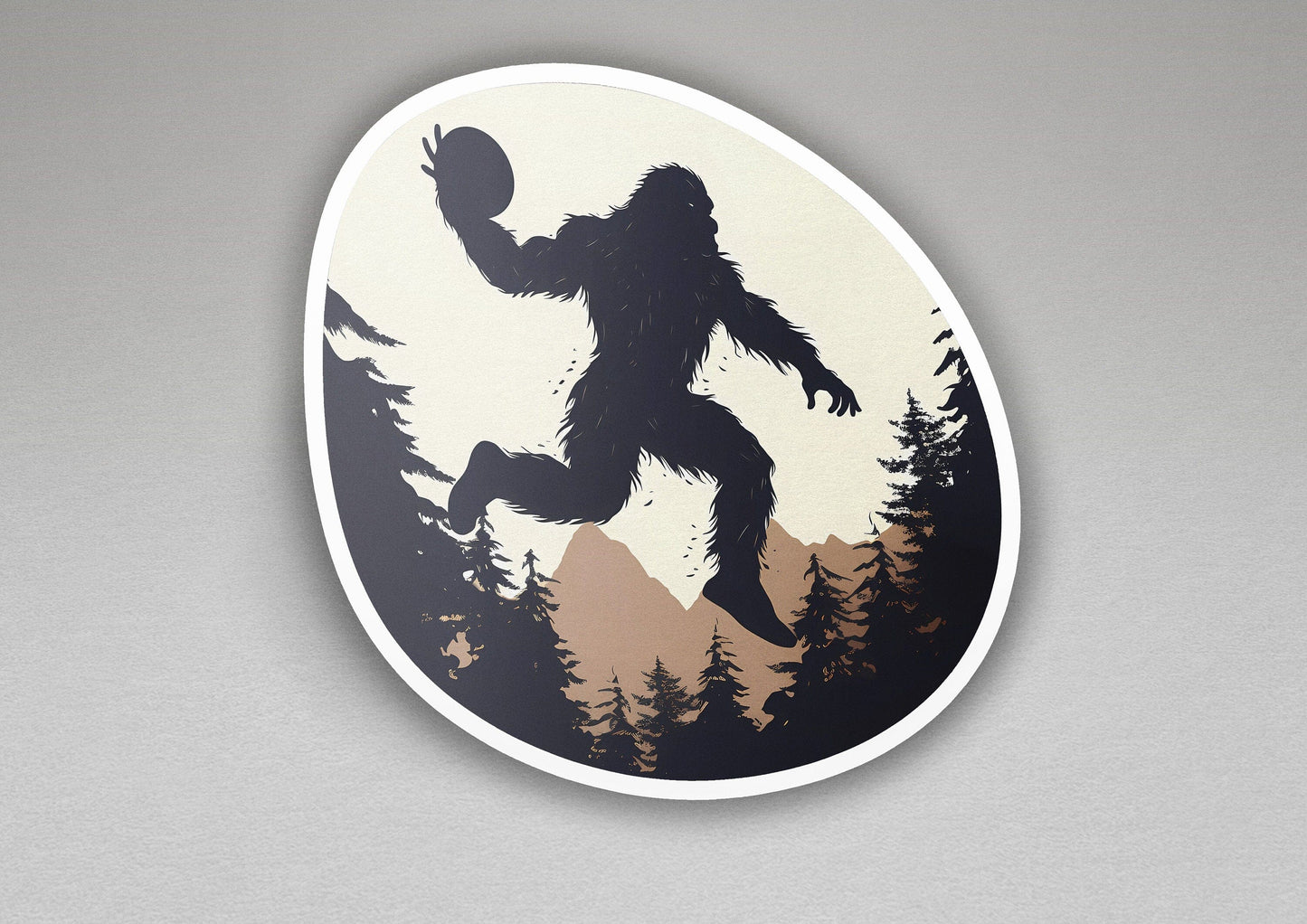 a sticker of a bigfoot jumping with a basketball