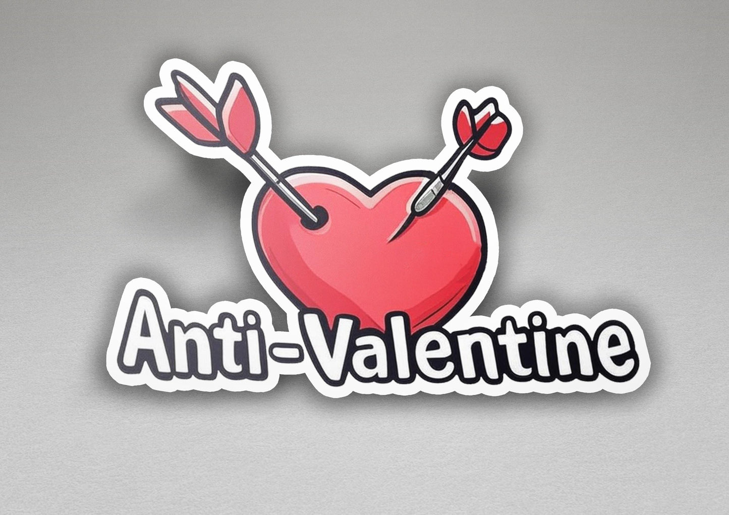 a sticker that says anti - valentine with an arrow sticking out of it