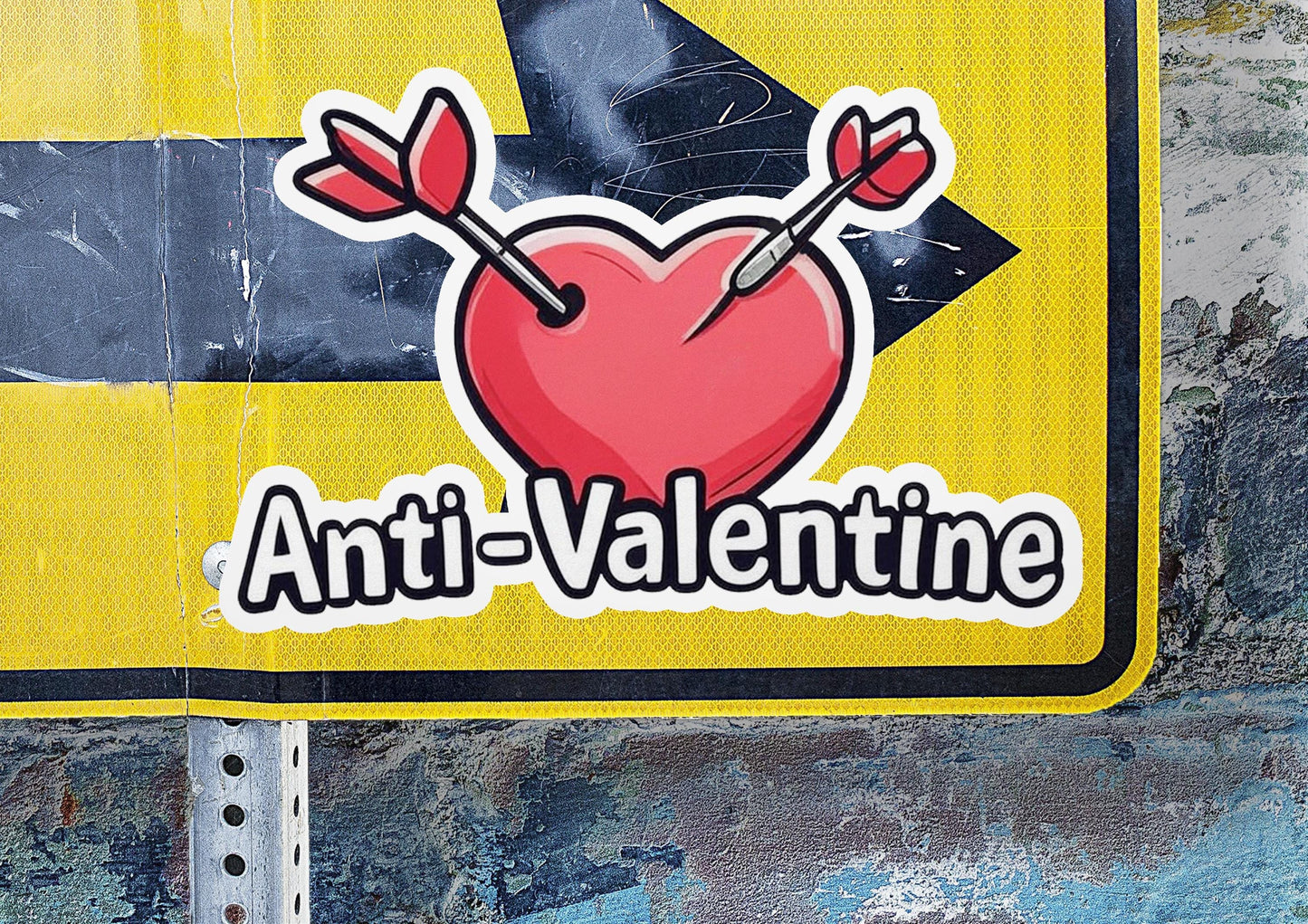 a street sign with an arrow and heart on it