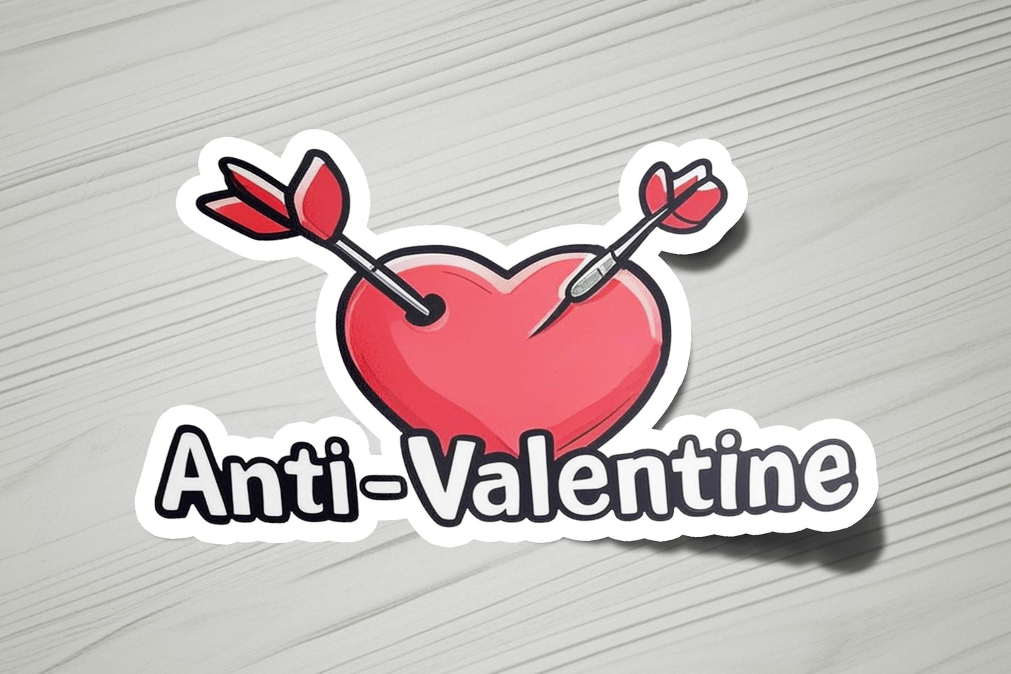 a sticker with an arrow sticking out of it