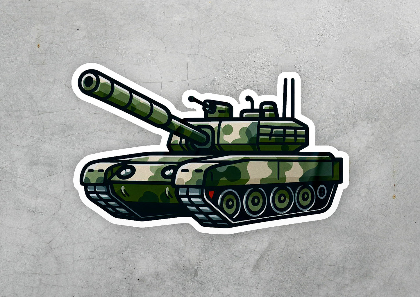 a sticker of a tank on a wall