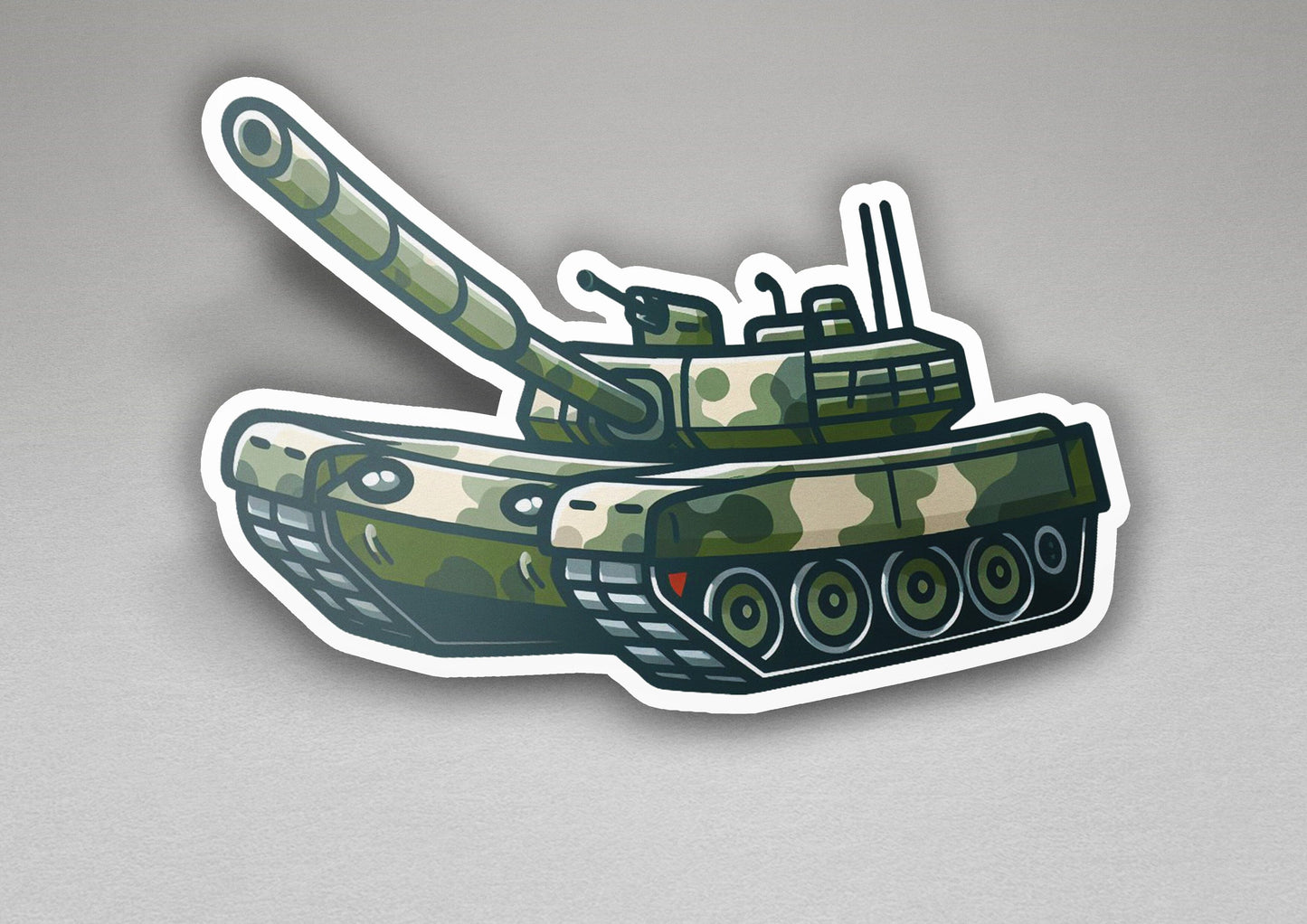a sticker of a tank on a gray background