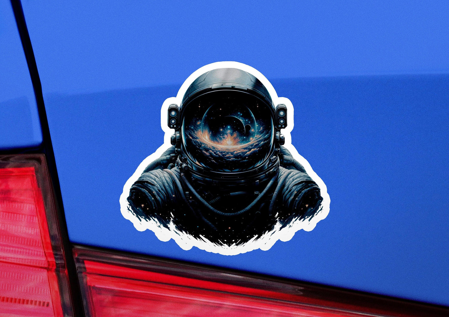 a sticker of an astronaut in a space suit