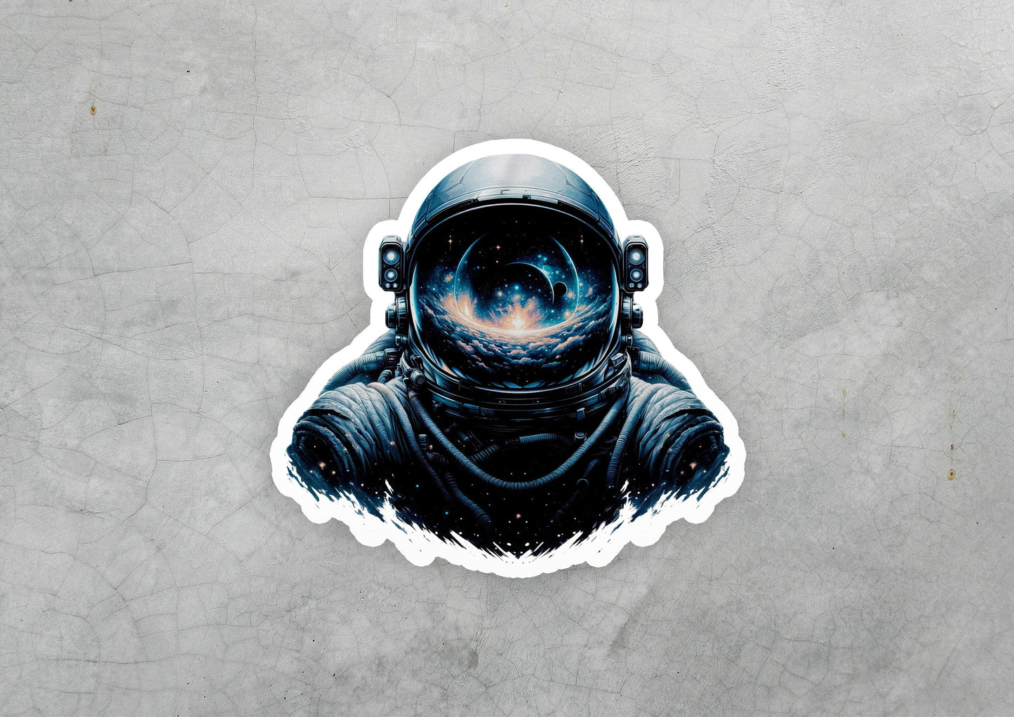 a sticker of an astronaut in space