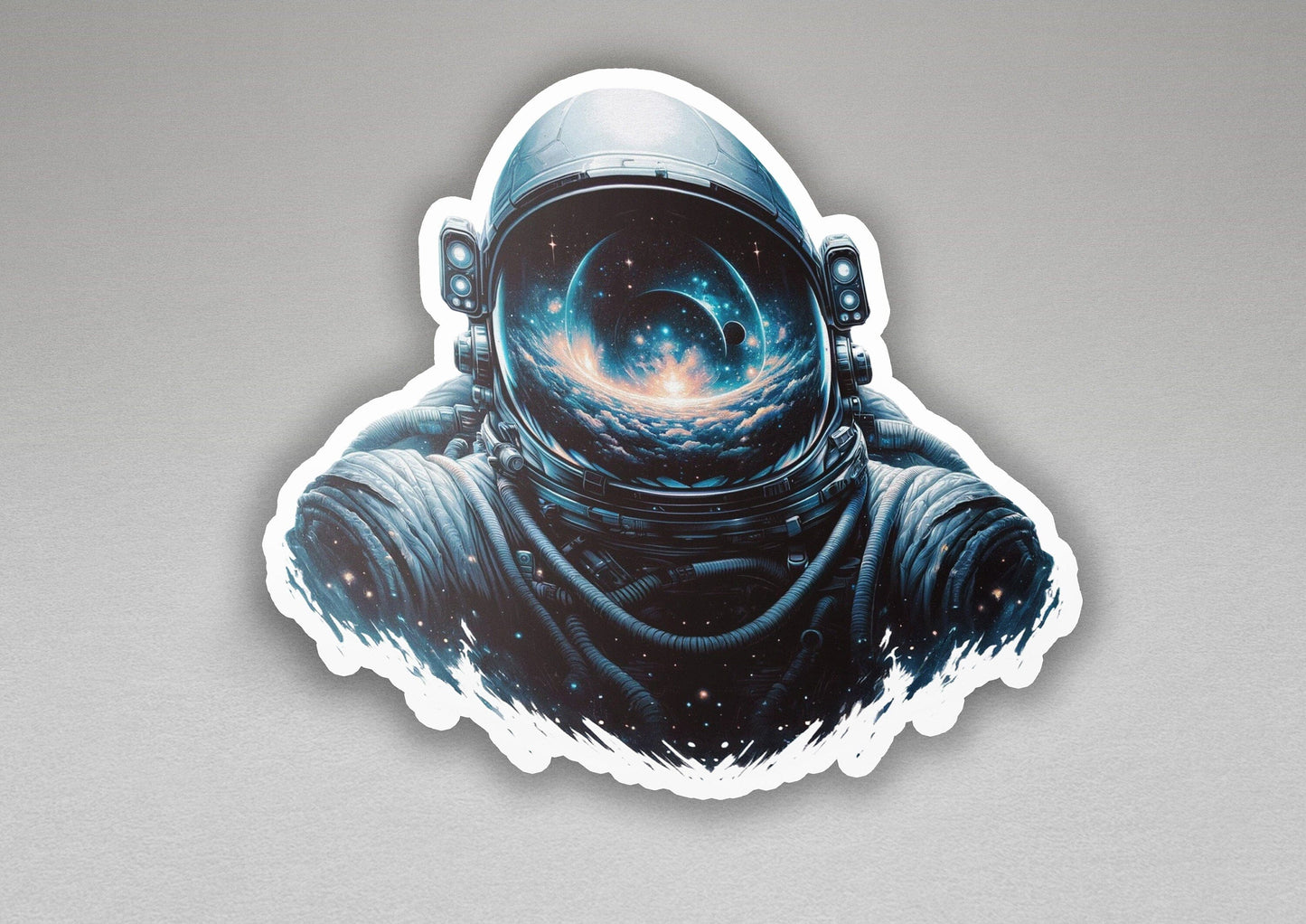 a sticker of an astronaut in space