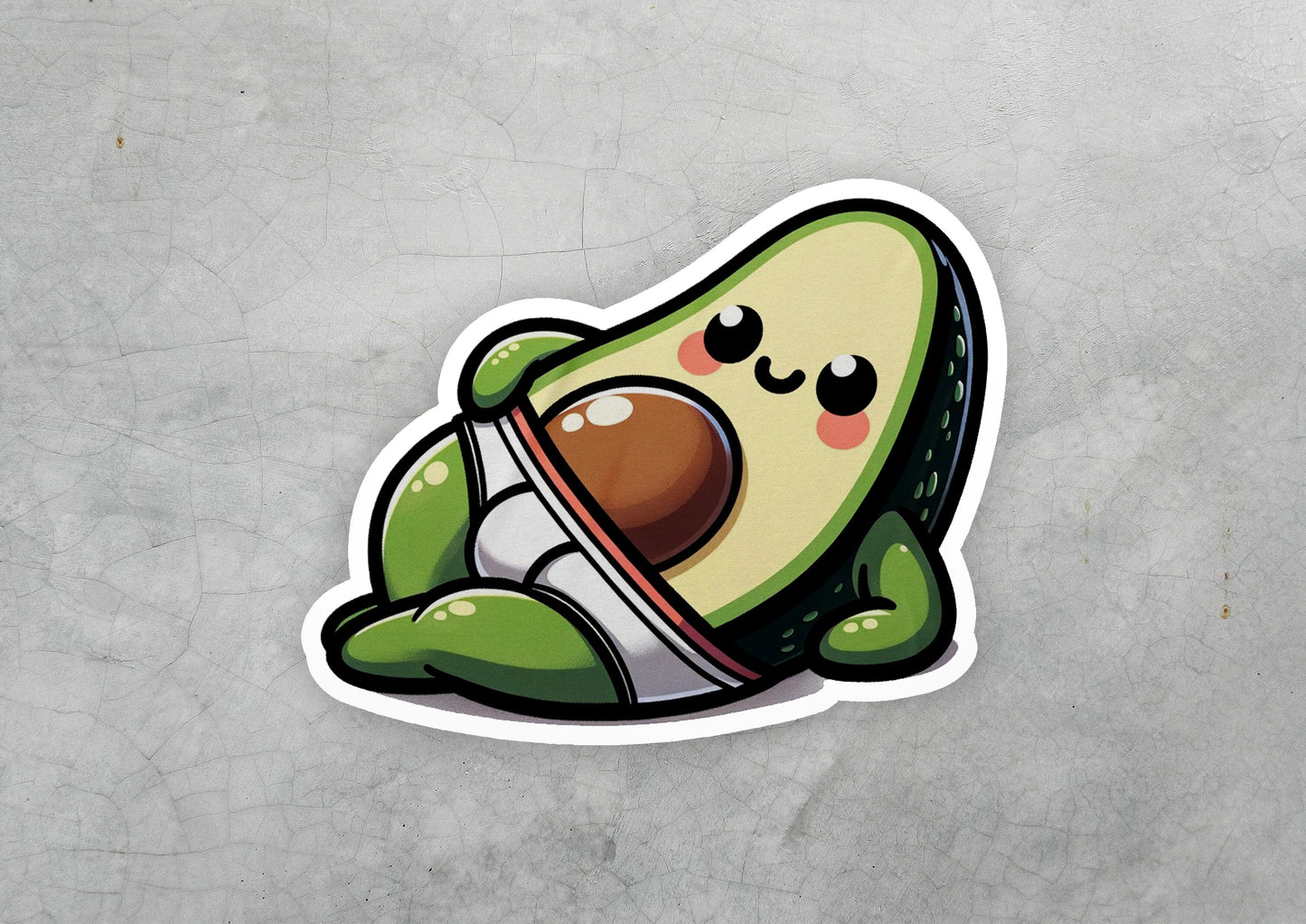a sticker of an avocado holding a basketball