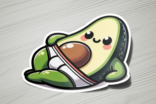 a sticker with an avocado on it
