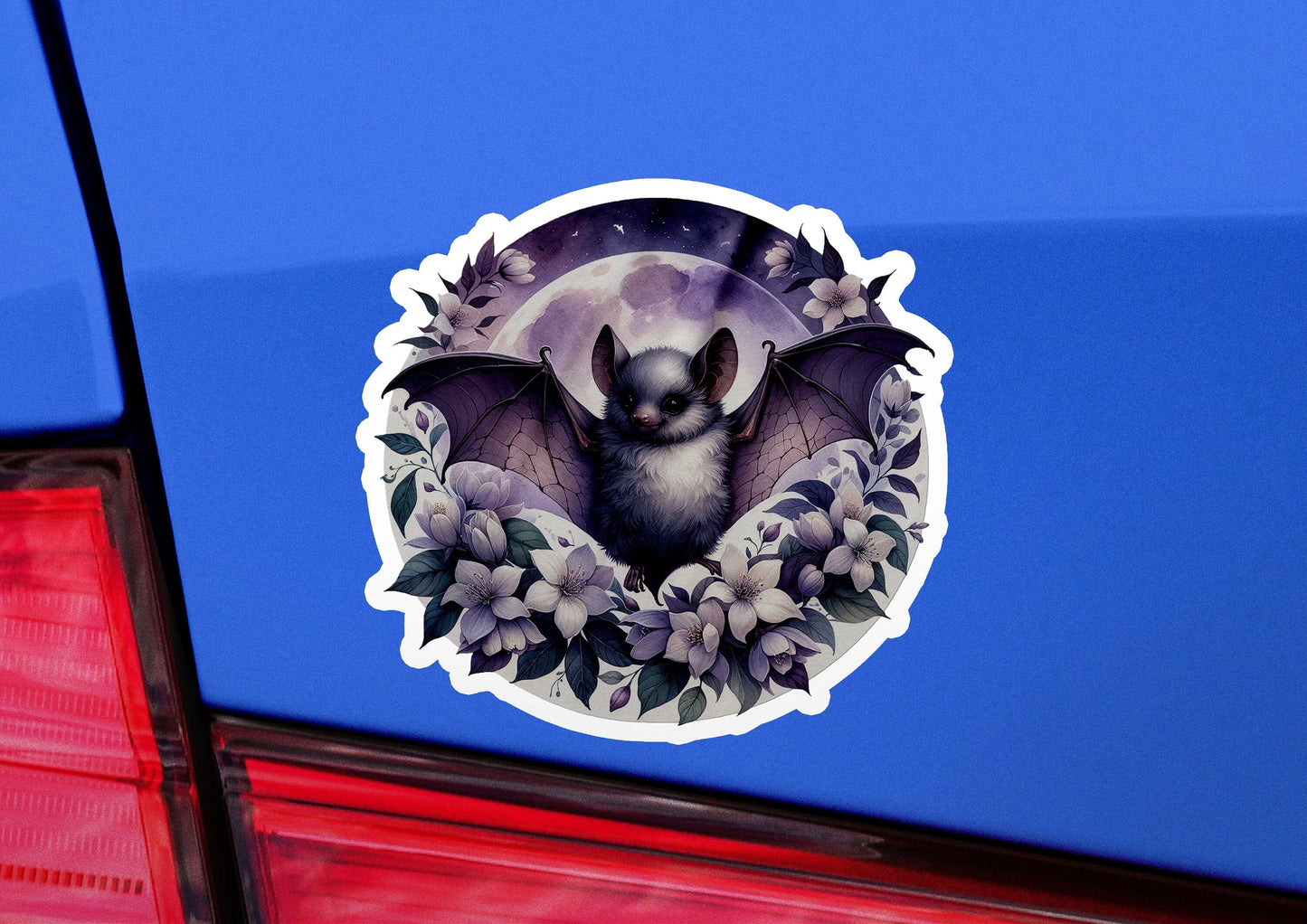 a sticker with a picture of a bat on it
