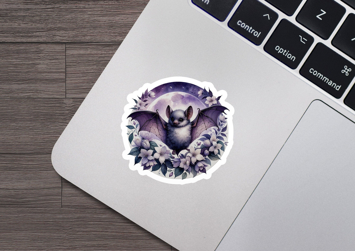 a sticker with a picture of a bat on it