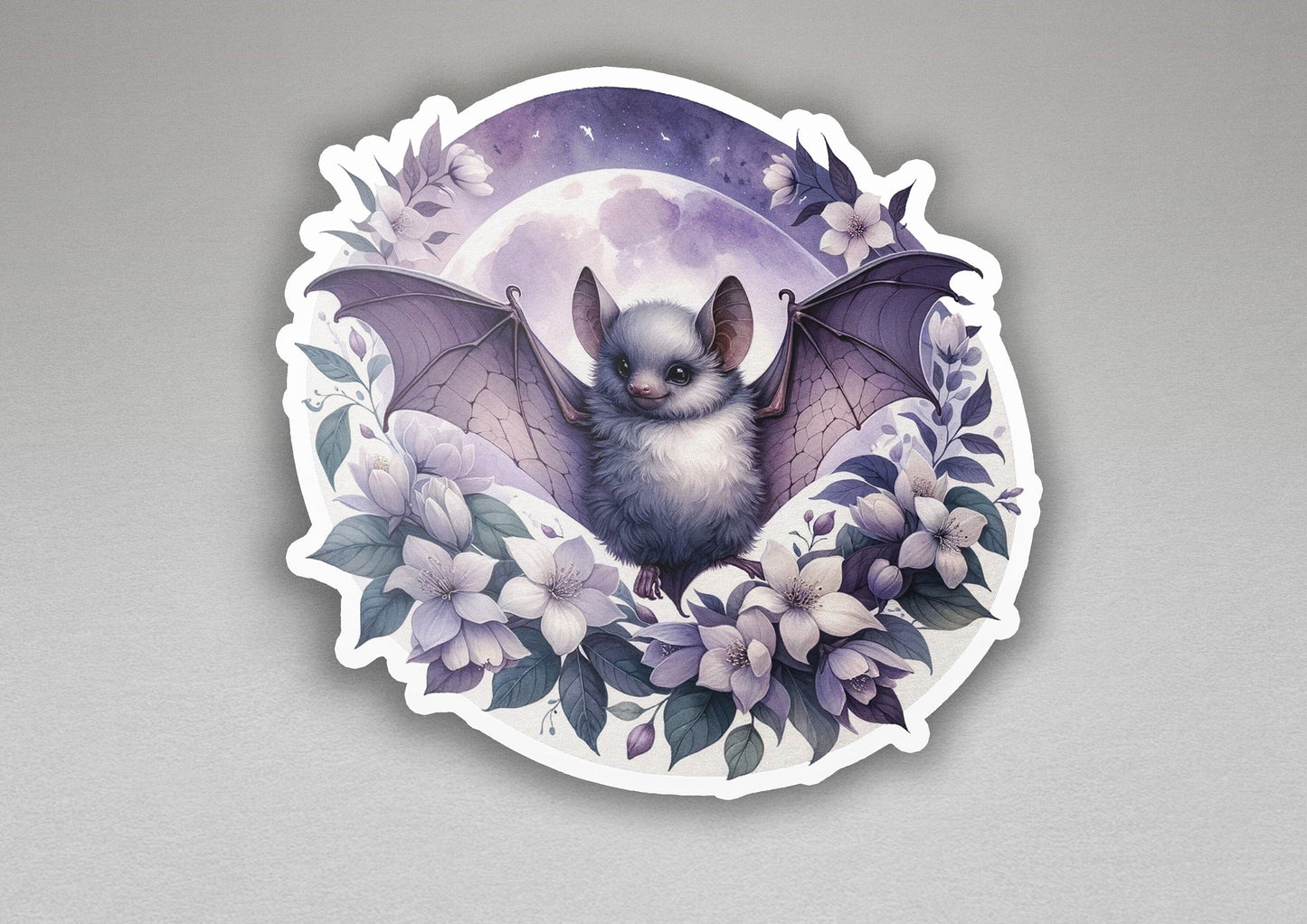 a sticker with a picture of a bat on it