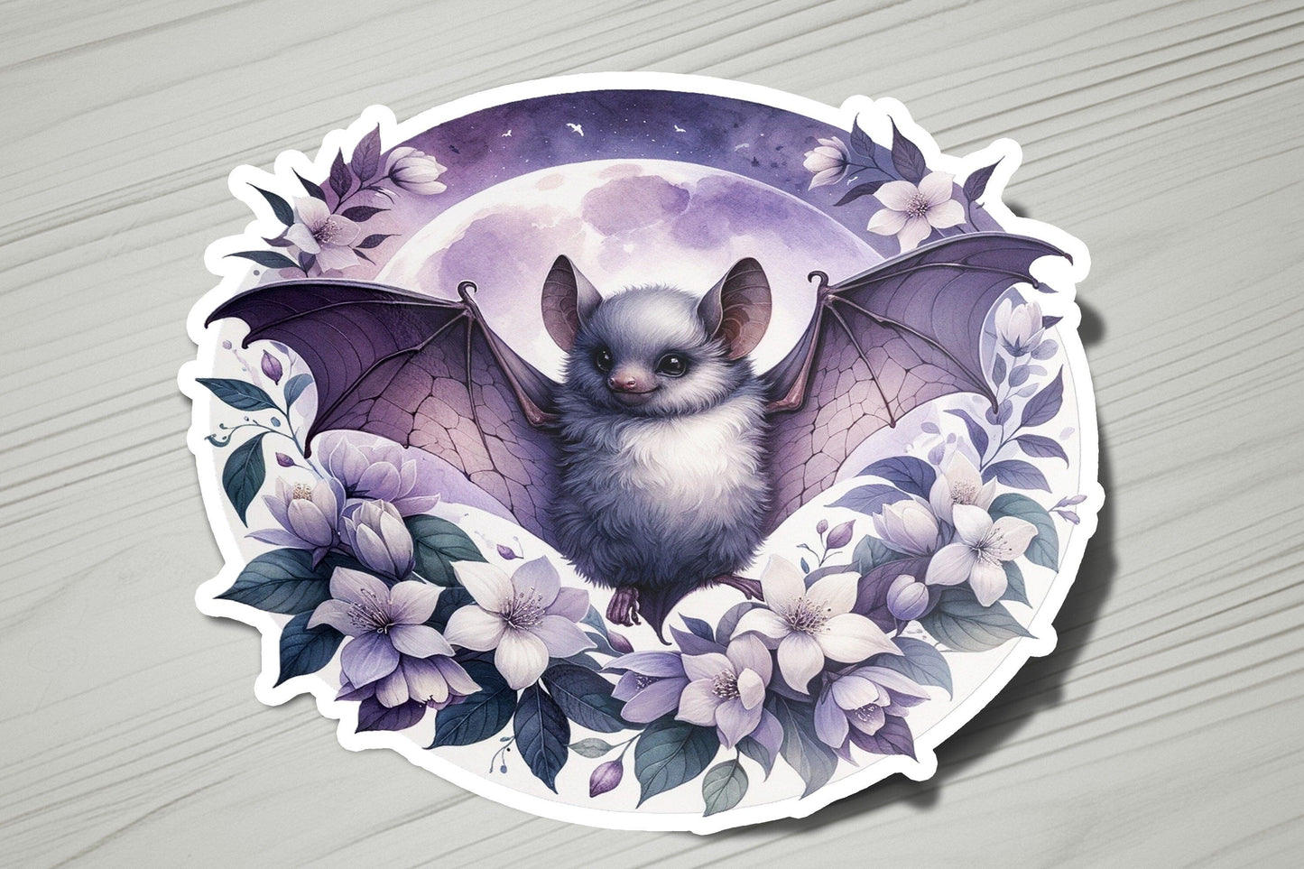 a sticker with a picture of a bat on it