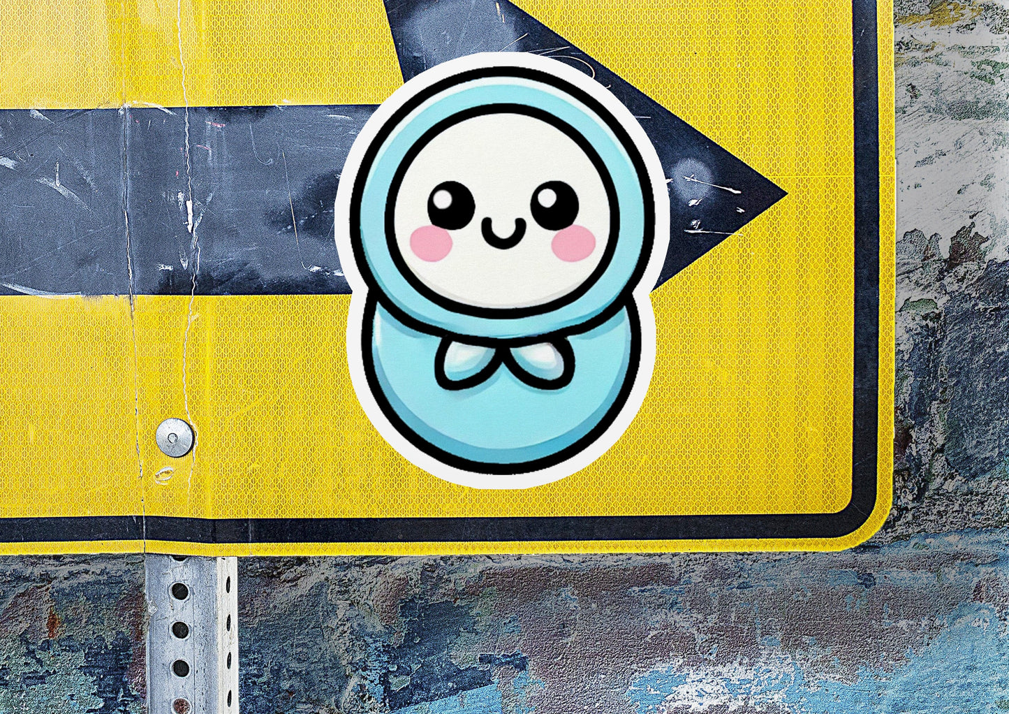 a street sign with a cartoon character on it