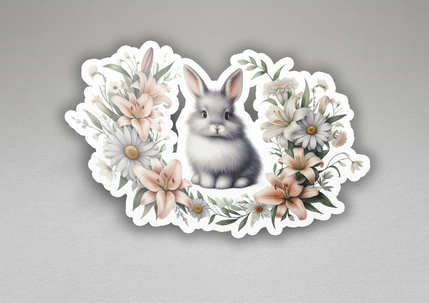 a picture of a rabbit surrounded by flowers