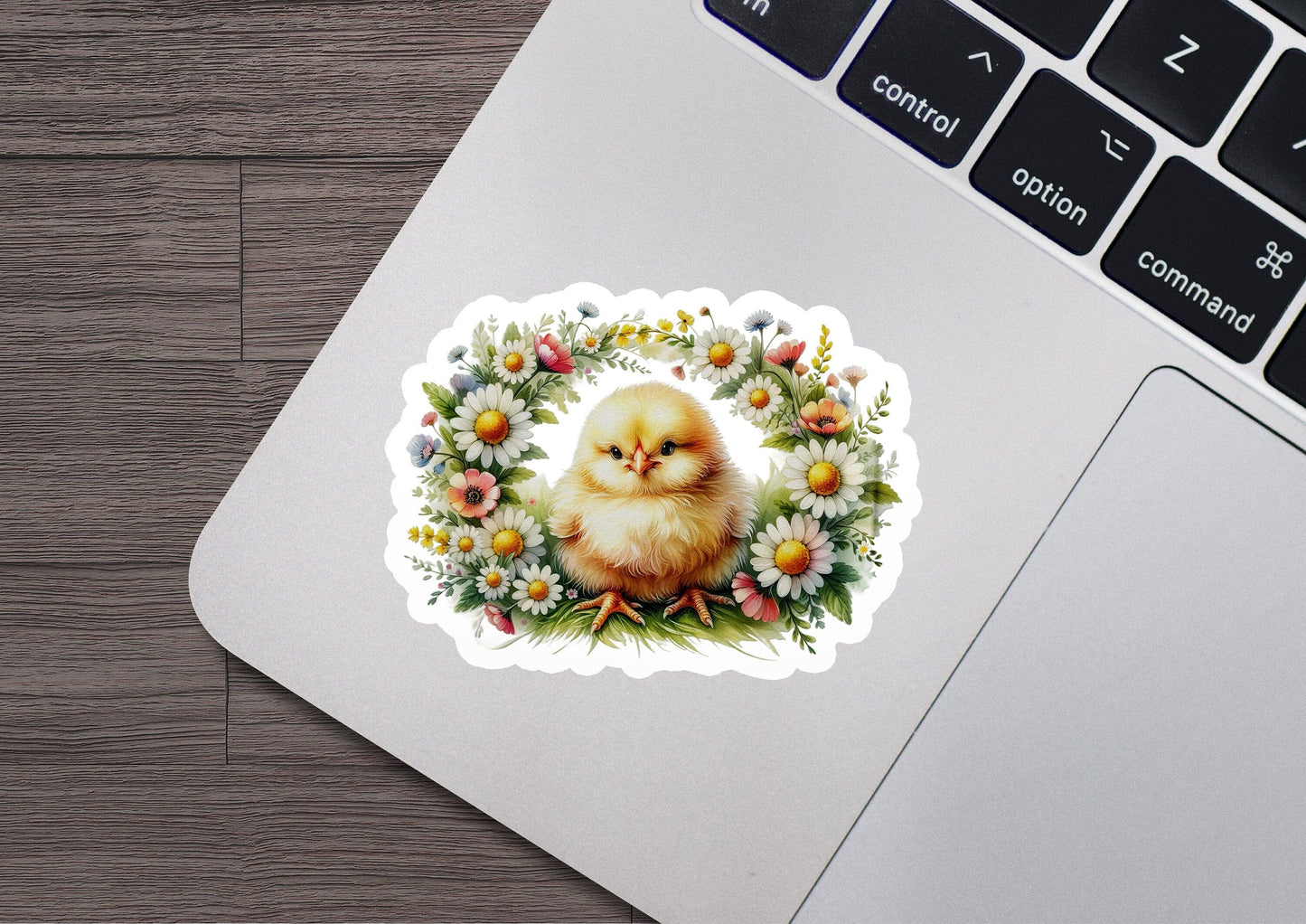 a sticker with a picture of a chicken on it
