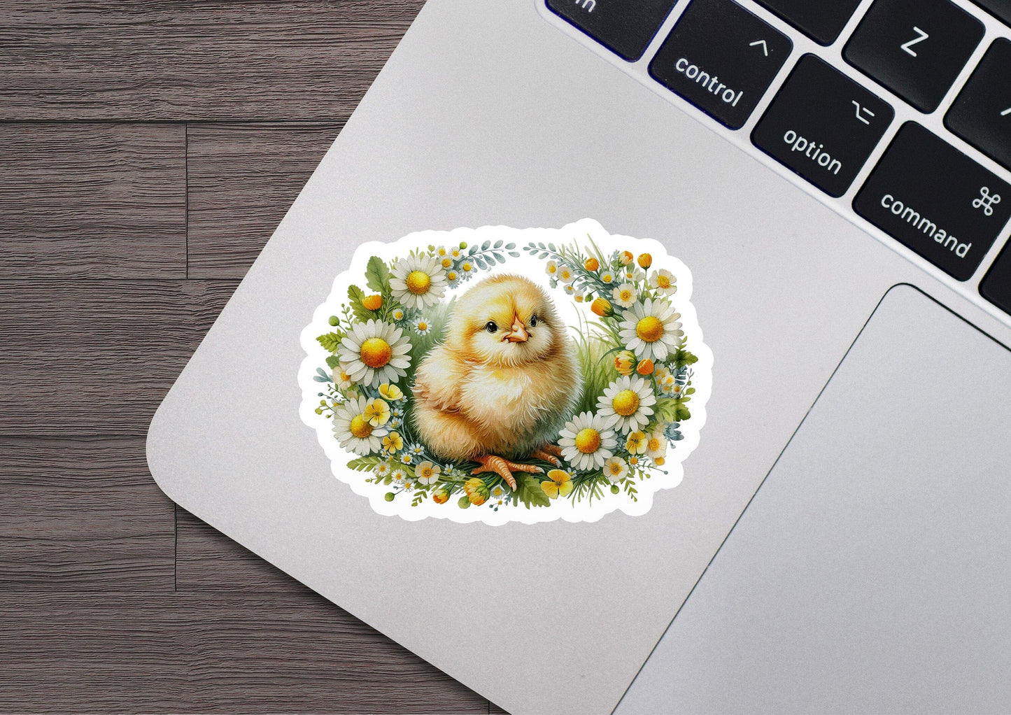 a sticker with a picture of a chicken on it