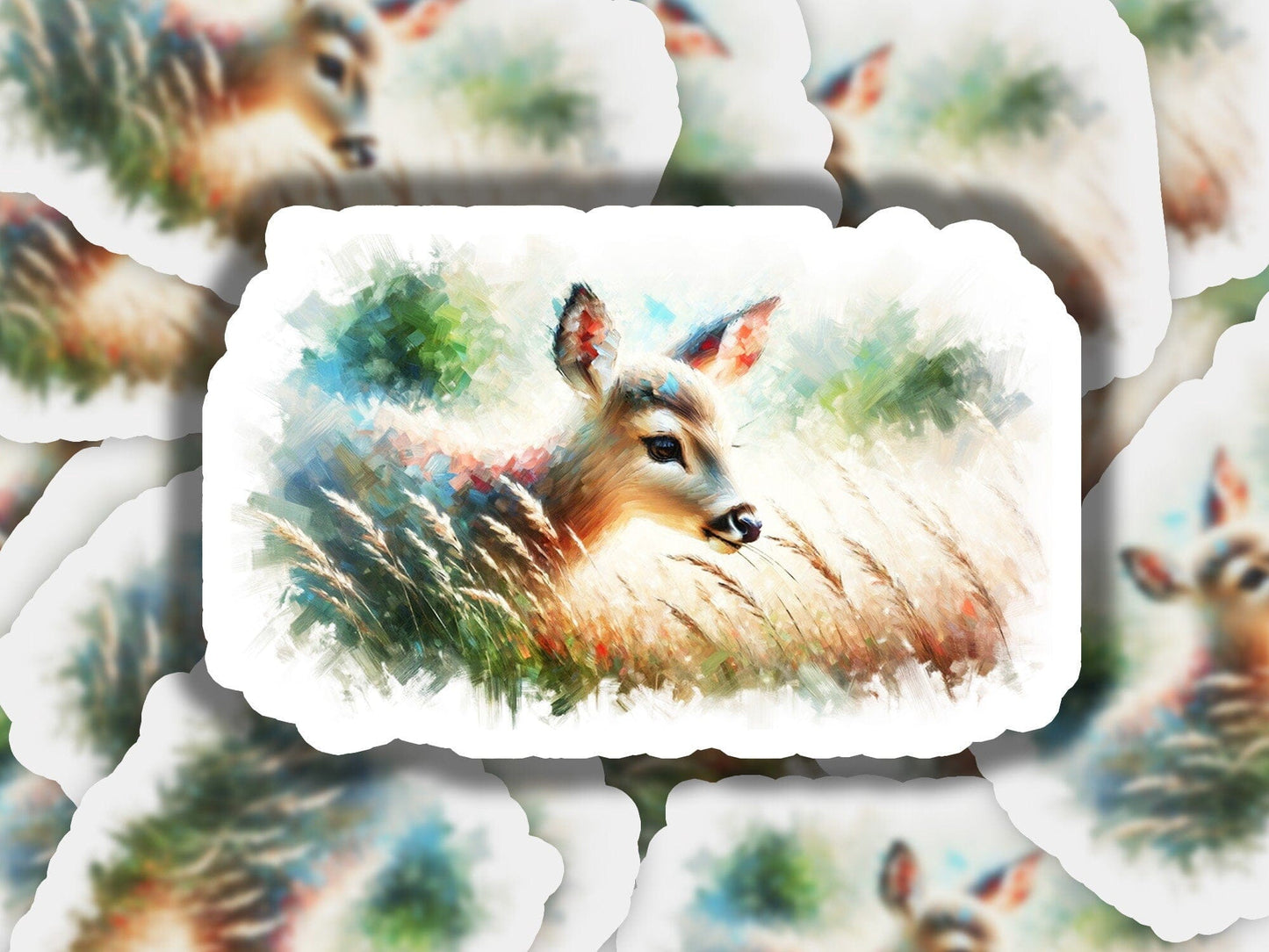 a picture of a deer in a field of grass