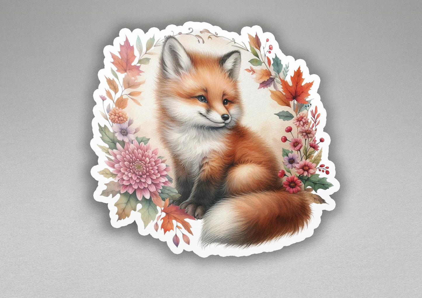 a sticker with a picture of a fox on it