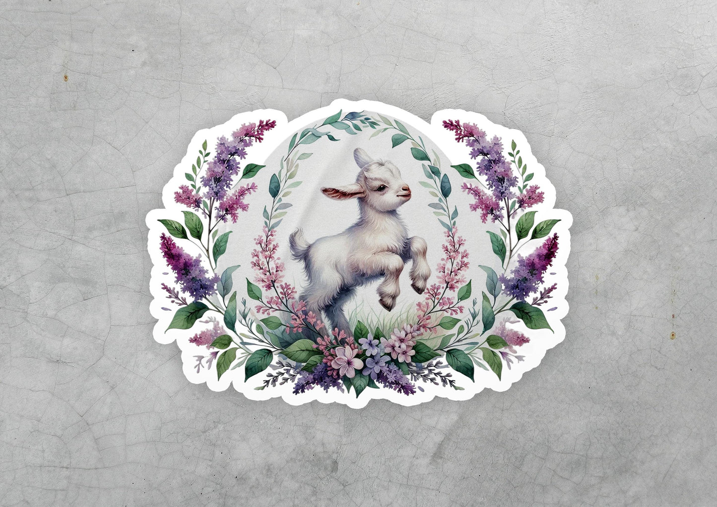 a sticker with a picture of a goat on it