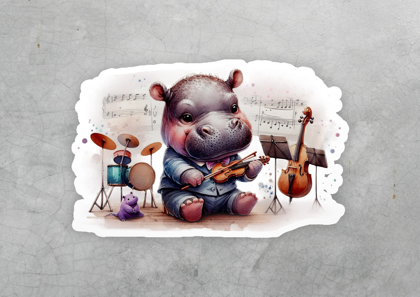 a picture of a hippo playing the violin