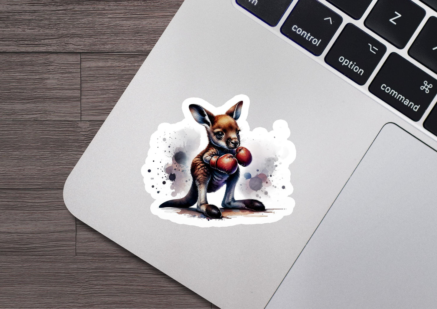 a sticker of a kangaroo with a boxing glove