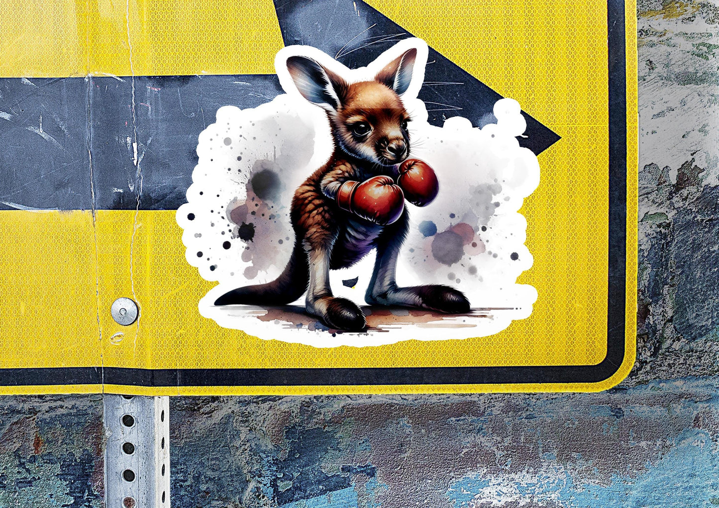 a sticker of a kangaroo holding a boxing glove