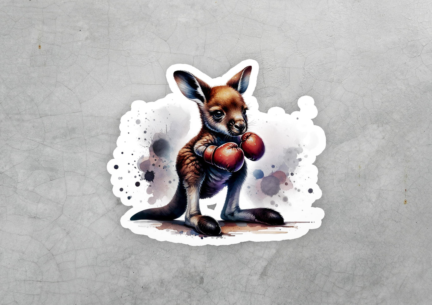 a sticker of a kangaroo holding a boxing glove
