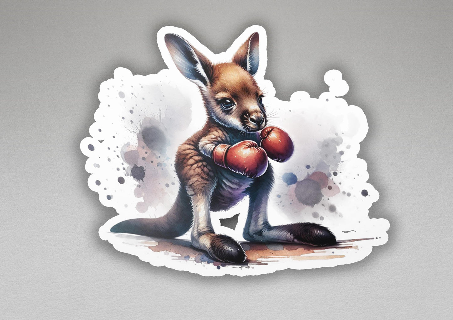 a sticker of a kangaroo with boxing gloves