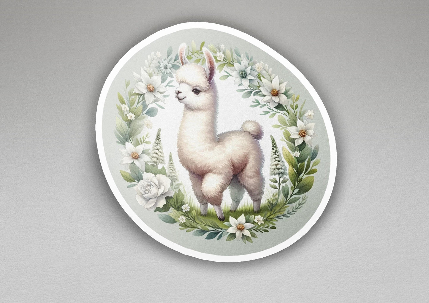 a picture of a llama surrounded by flowers