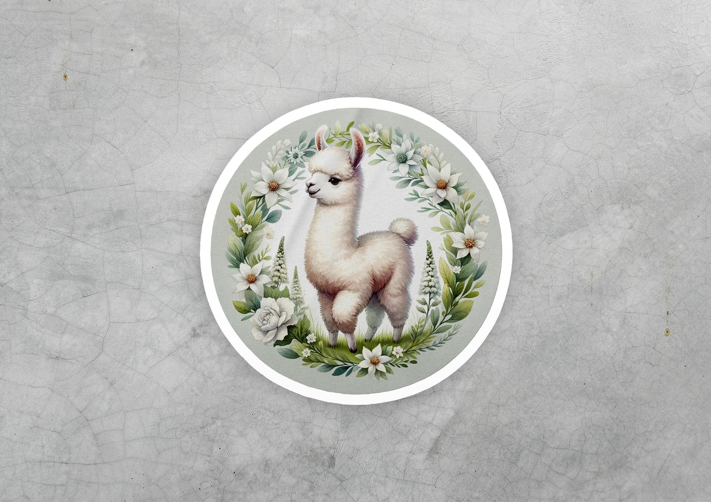 a picture of a llama with flowers on it
