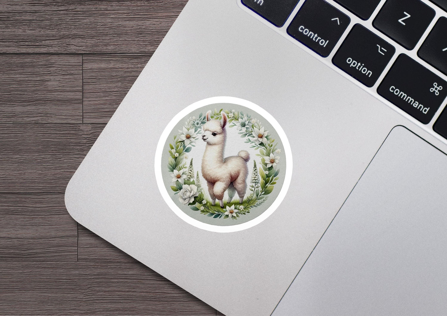 a sticker of a llama on a laptop keyboard