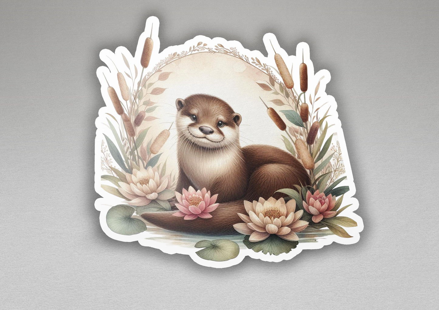 a sticker with a picture of a otter on it