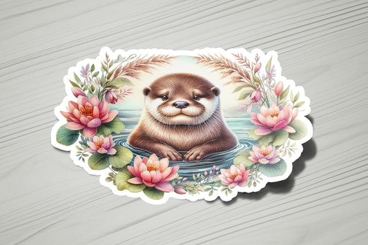 a sticker with a picture of a beaver on it
