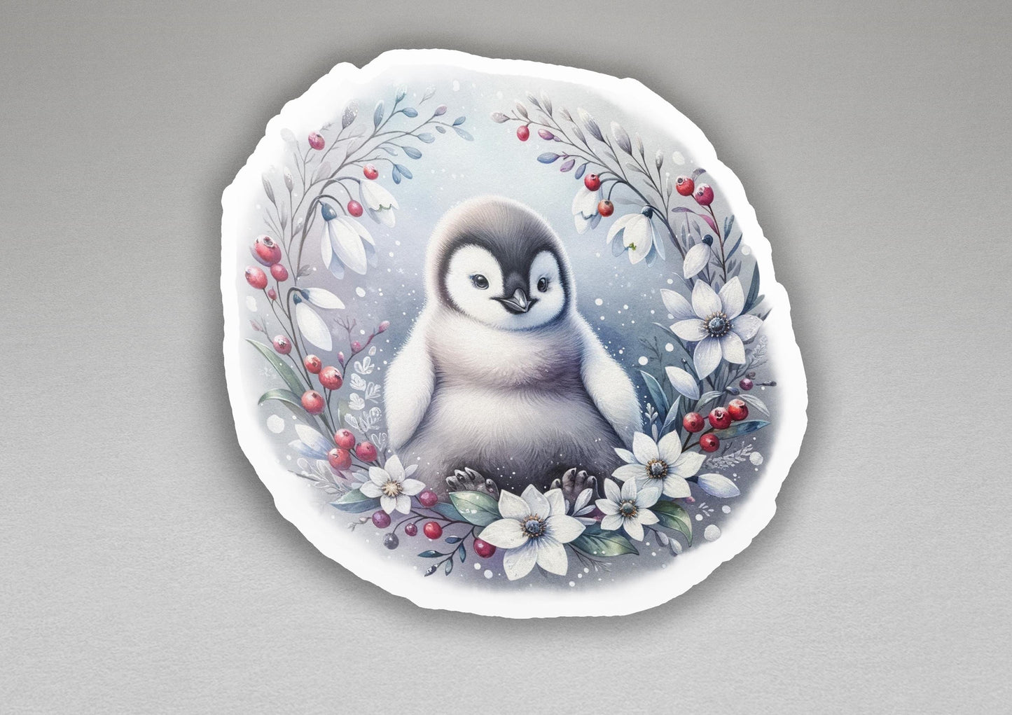 a paper plate with a picture of a penguin on it