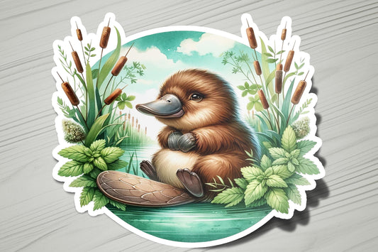 a sticker of a beaver sitting on the ground