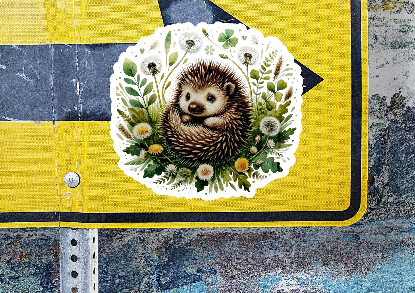 a sticker of a hedge on a street sign