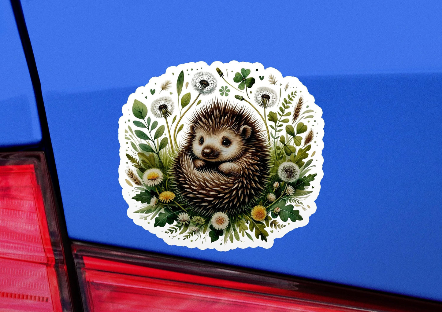 a sticker of a hedge on the back of a car