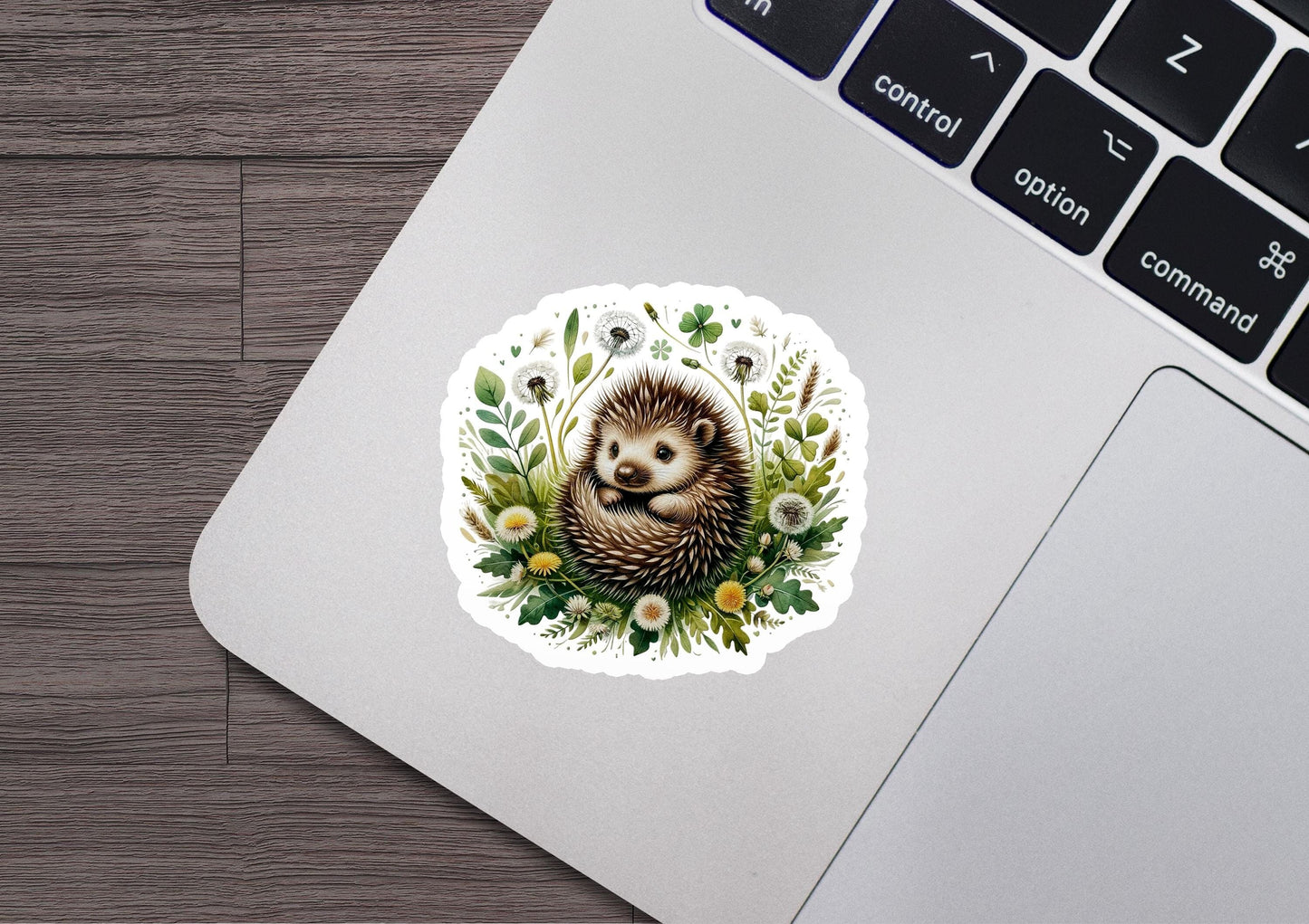 a sticker of a hedge sitting on top of a laptop