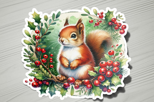 a sticker with a picture of a squirrel on it