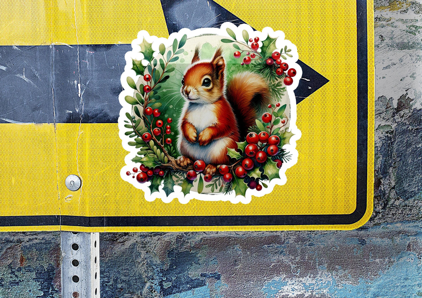 a street sign with a picture of a squirrel on it