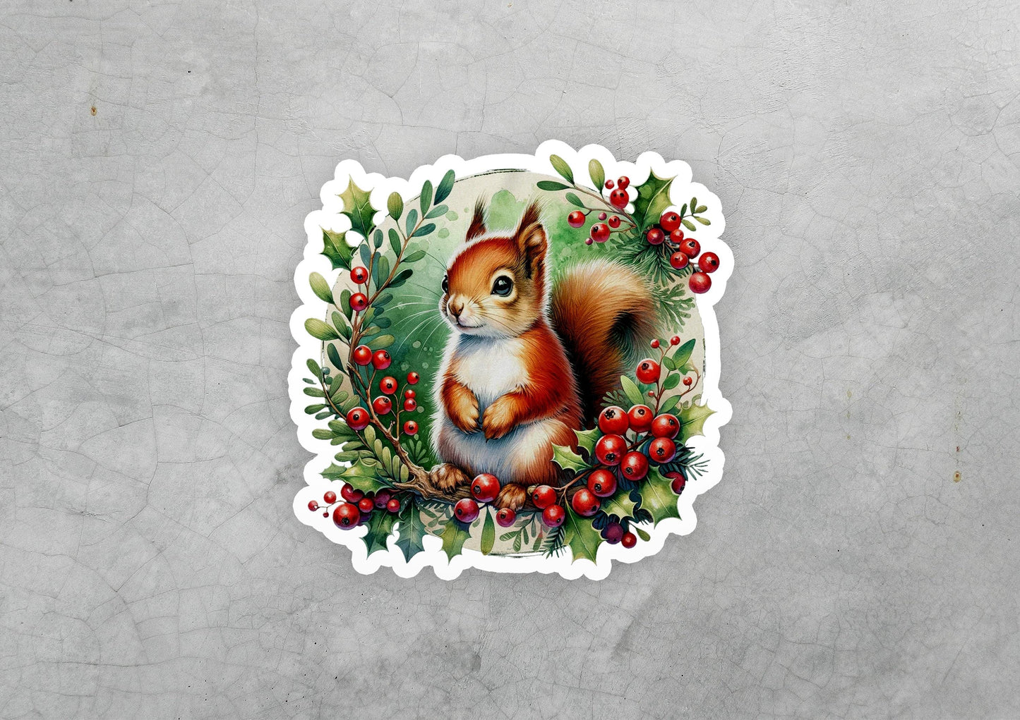 a sticker with a picture of a squirrel on it