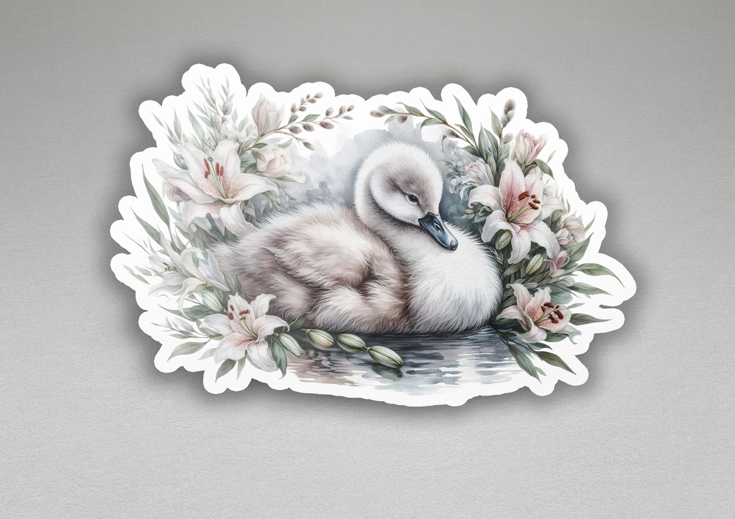 a picture of a duck with flowers on it