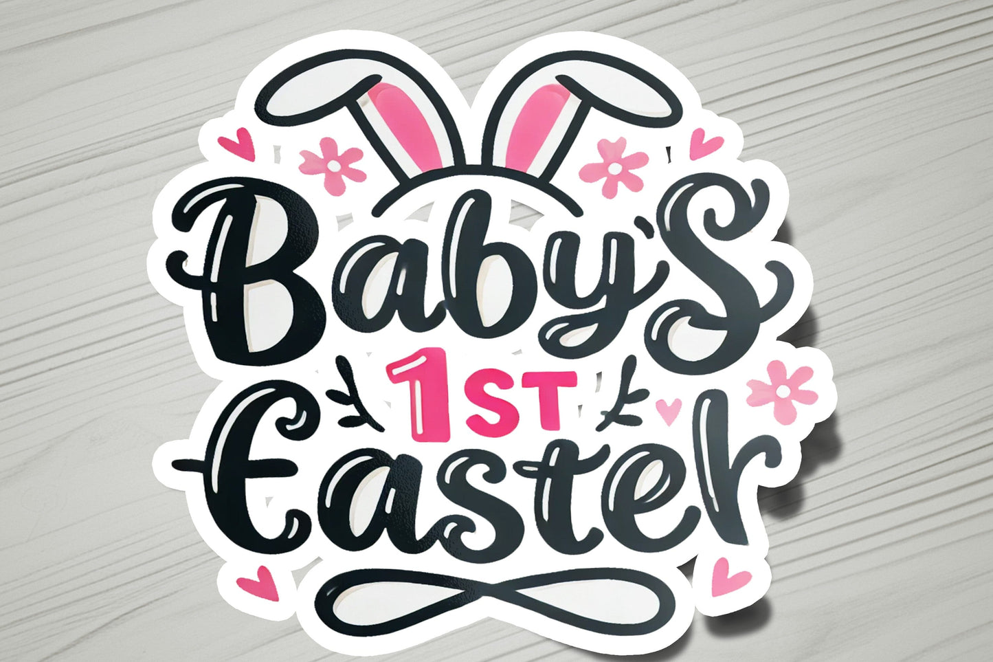 a sticker that says baby's 1st easter