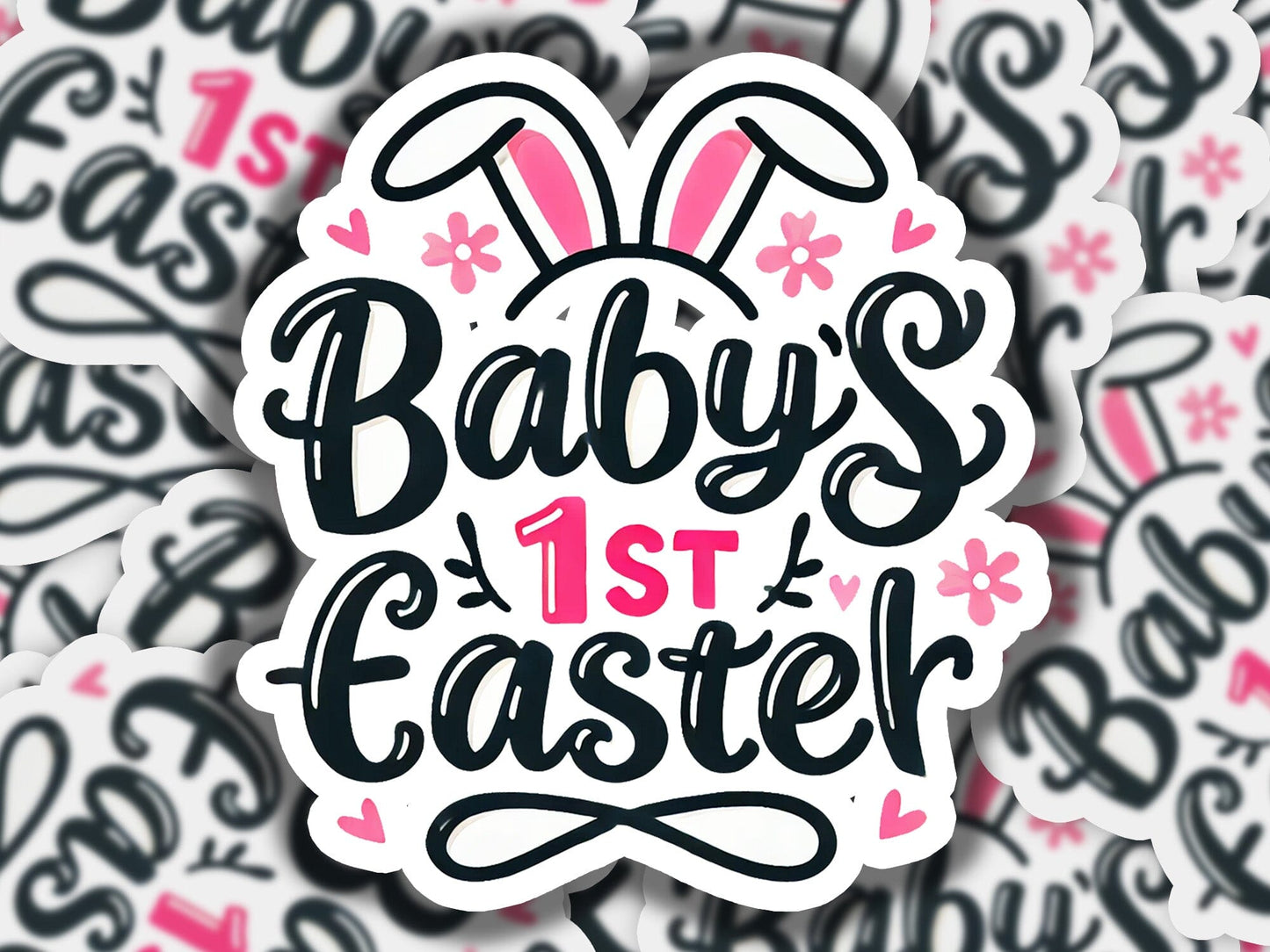 a sticker that says baby's 1st easter