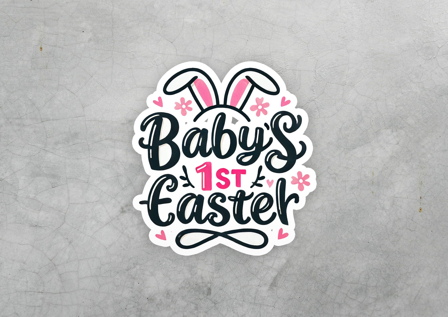 a sticker that says baby's 1st easter