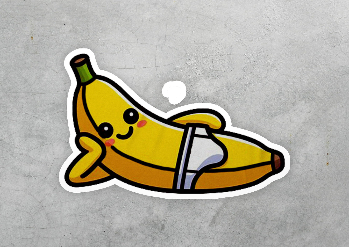 a sticker of a banana with a glass in it