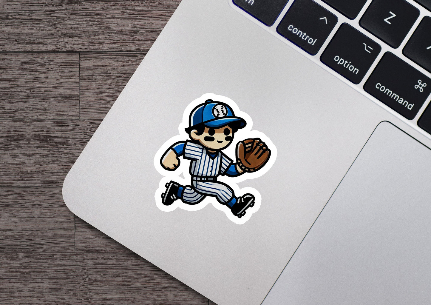 a sticker of a baseball player throwing a ball