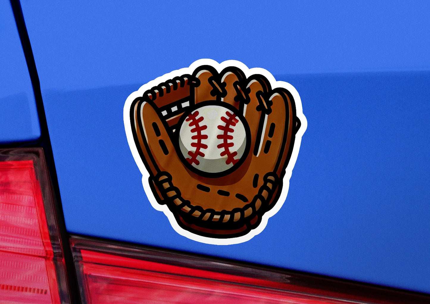 a baseball glove with a ball in it