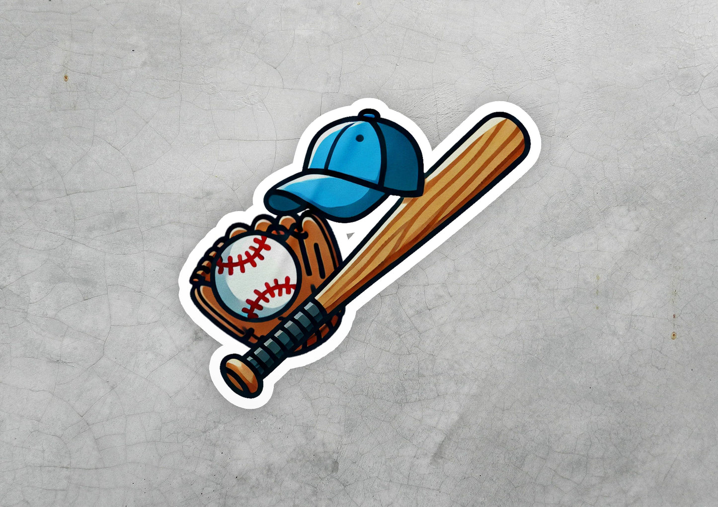 a sticker of a baseball and a baseball glove