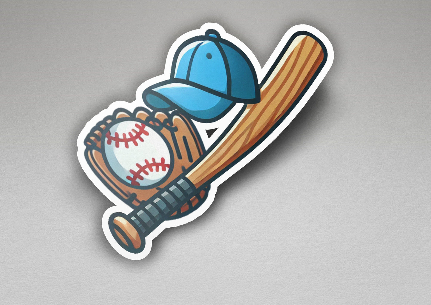 a baseball bat with a baseball cap on top of it