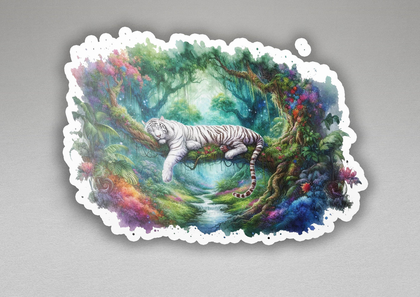 a picture of a white tiger in a forest